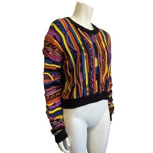 FOREVER 21 colorful abstract cropped sweater vintage inspired women’s medium